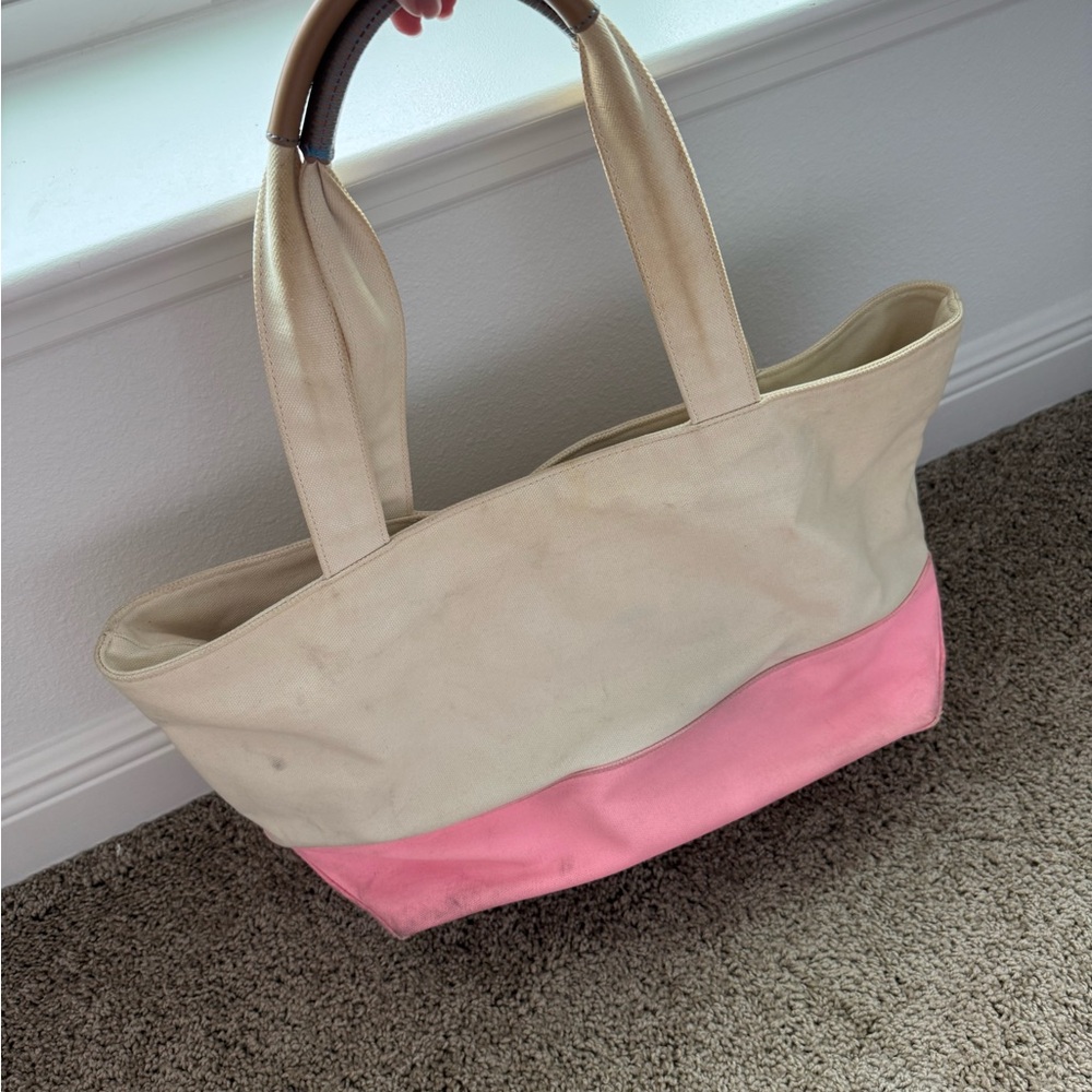 Vineyard Vines Cream and Pink Tote - Picture 4 of 5